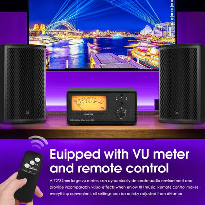 Douk Audio 2-In-1 Audio Switcher with VU Meter – IR Remote Amplifier & Speaker Selector