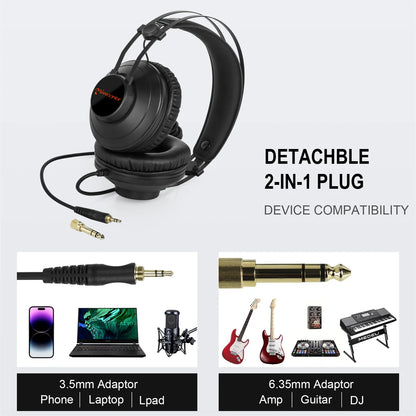 Studio Monitor Wired Over Ear Audio Recording Monitor Headset
