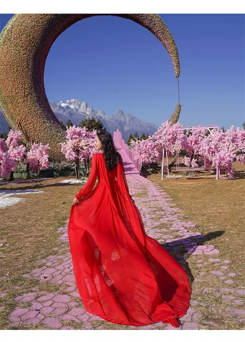 YANPANG Elegant Silk Maxi Dress for Summer & Vacation Evenings