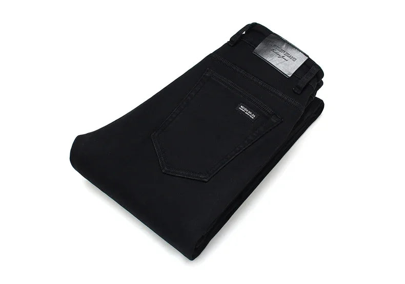 Men’s Black Stretch Biker Denim Jeans
