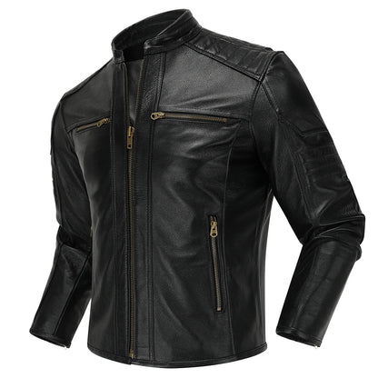 COPERSIAN Men’s Vintage Cow Leather Motorcycle Jacket