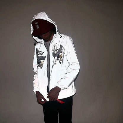 KK LUFAINA Full Reflective Hooded Jacket for Night Visibility & Streetwear Style