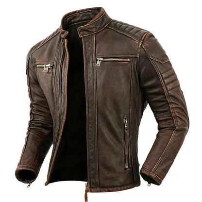 COPERSIAN Men’s Vintage Cow Leather Motorcycle Jacket