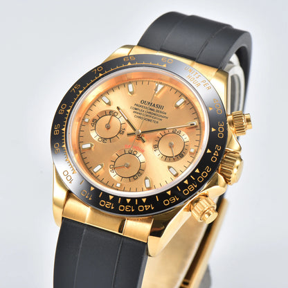 OUMASHI Men’s VK63 Chronograph Watch – Sapphire Crystal Sports Watch with Rubber Strap