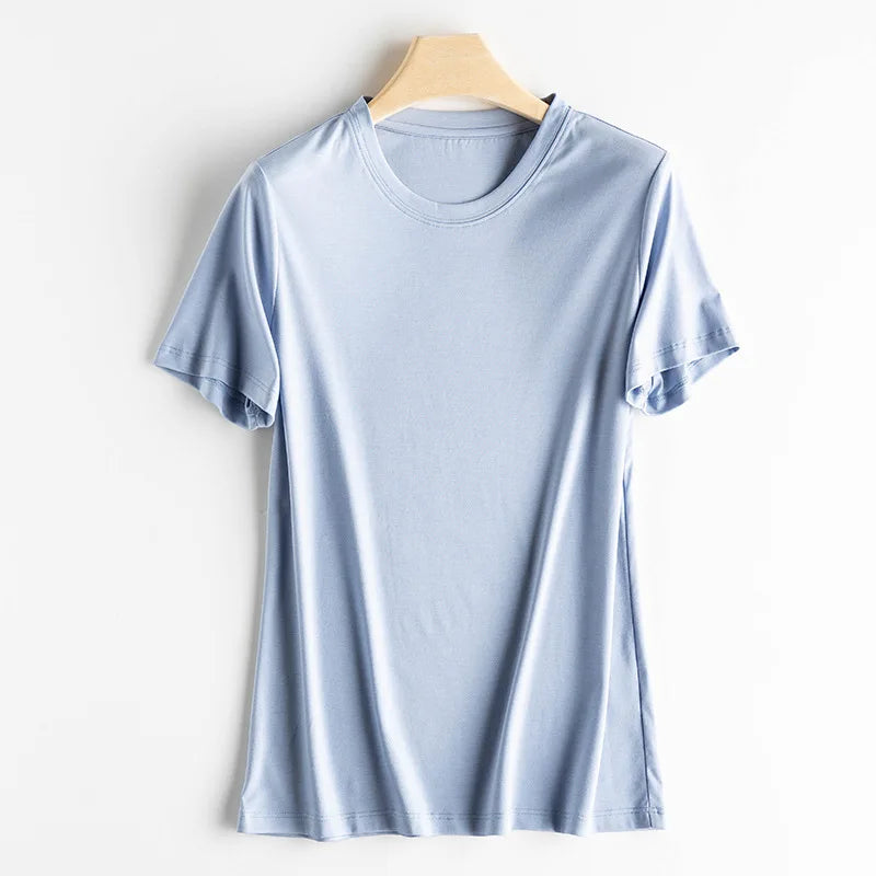 MRMT Women’s Mulberry Silk & Mercerized Cotton T-Shirt for Premium Everyday Comfort