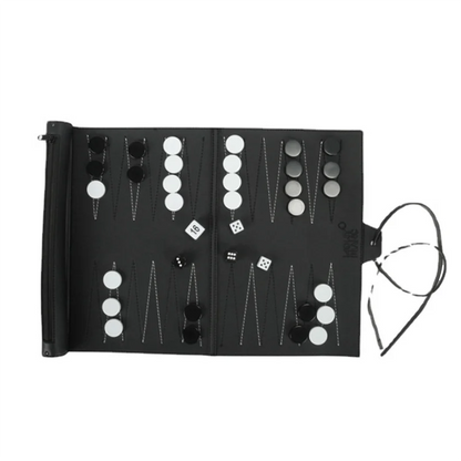 MACH-Roll Up Classic Backgammon Travel Set – Foldable PU Strategy Board Game