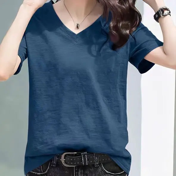 Women’s Bamboo Cotton V-Neck T-Shirt for Breathable Everyday Comfort