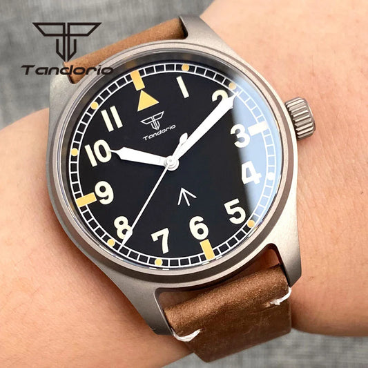 Tandorio Titanium NH35A 39mm 20bar Titanium Automatic Pilot Watch for Men – Sapphire Crystal Tool Watch