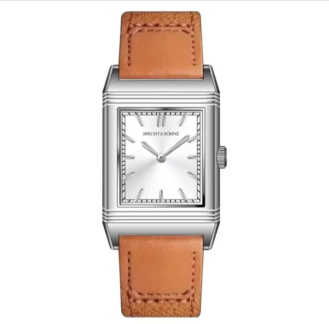 Specht & Sohne 24.4MM Elegant Square Dress Watch with Leather Strap – Minimal Luxury Style