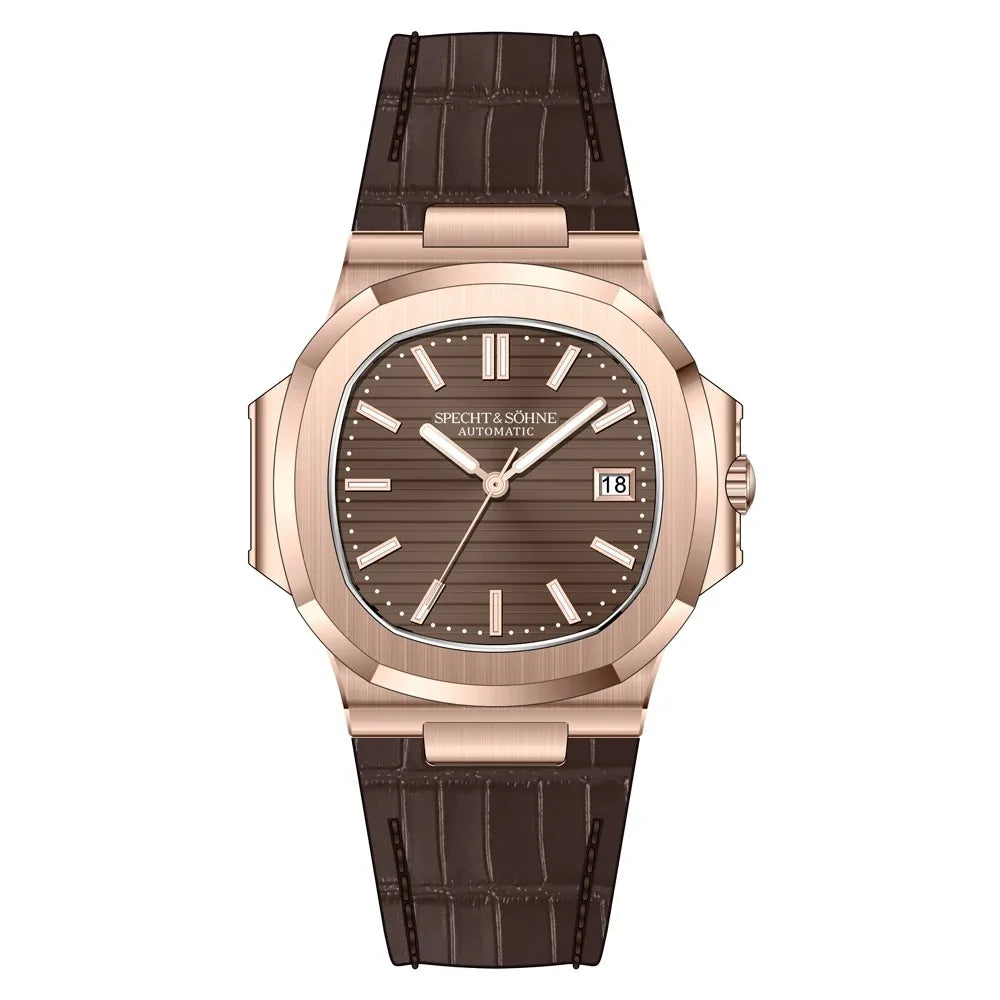 Specht & Sohne Rose Gold Automatic Watch for Men – Luxury Sports Stainless Steel Timepiece