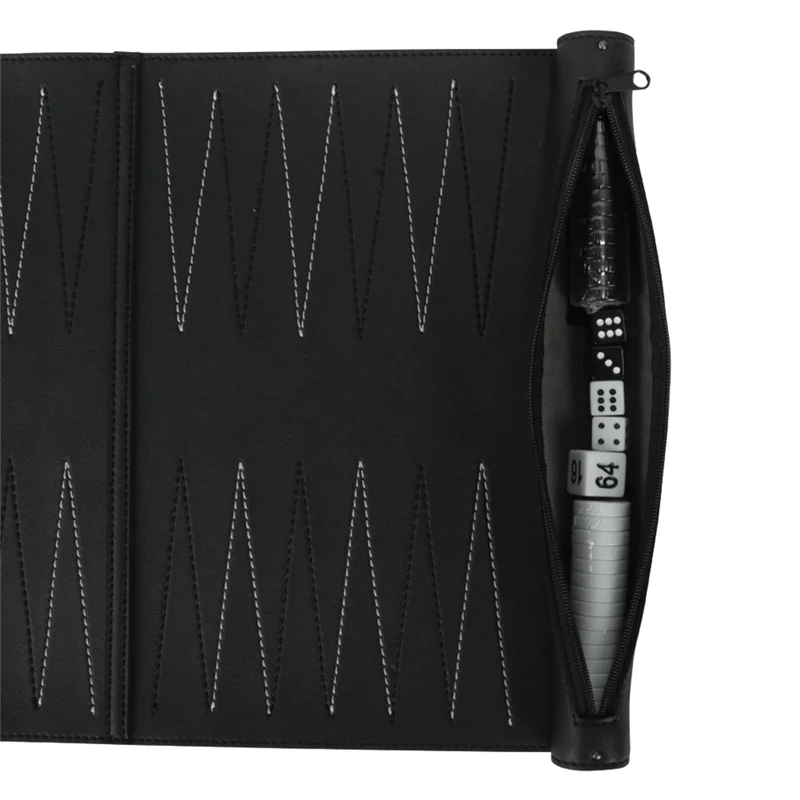 MACH-Roll Up Classic Backgammon Travel Set – Foldable PU Strategy Board Game
