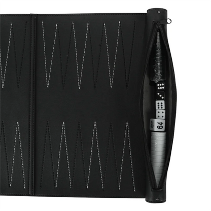 MACH-Roll Up Classic Backgammon Travel Set – Foldable PU Strategy Board Game