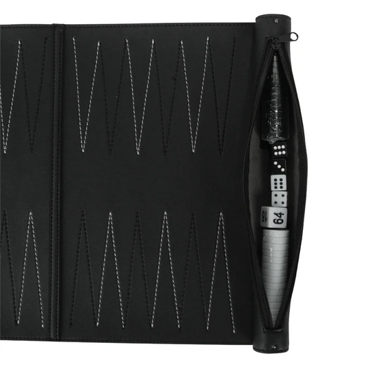 MACH-Roll Up Classic Backgammon Travel Set – Foldable PU Strategy Board Game