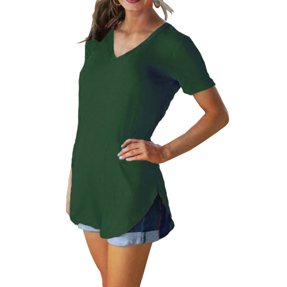 Women’s Loose V-Neck Blouse for Effortless Summer Style