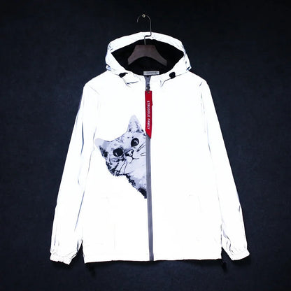 KK LUFAINA Full Reflective Hooded Jacket for Night Visibility & Streetwear Style