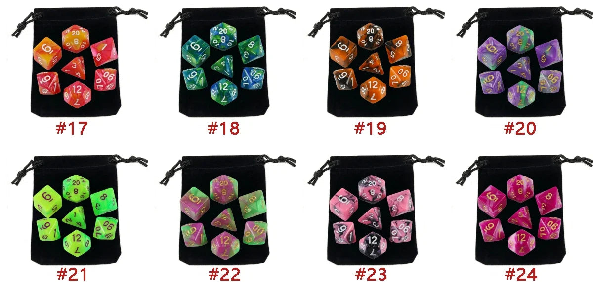 7pcs Polyhedral RPG Game Dice with Bag