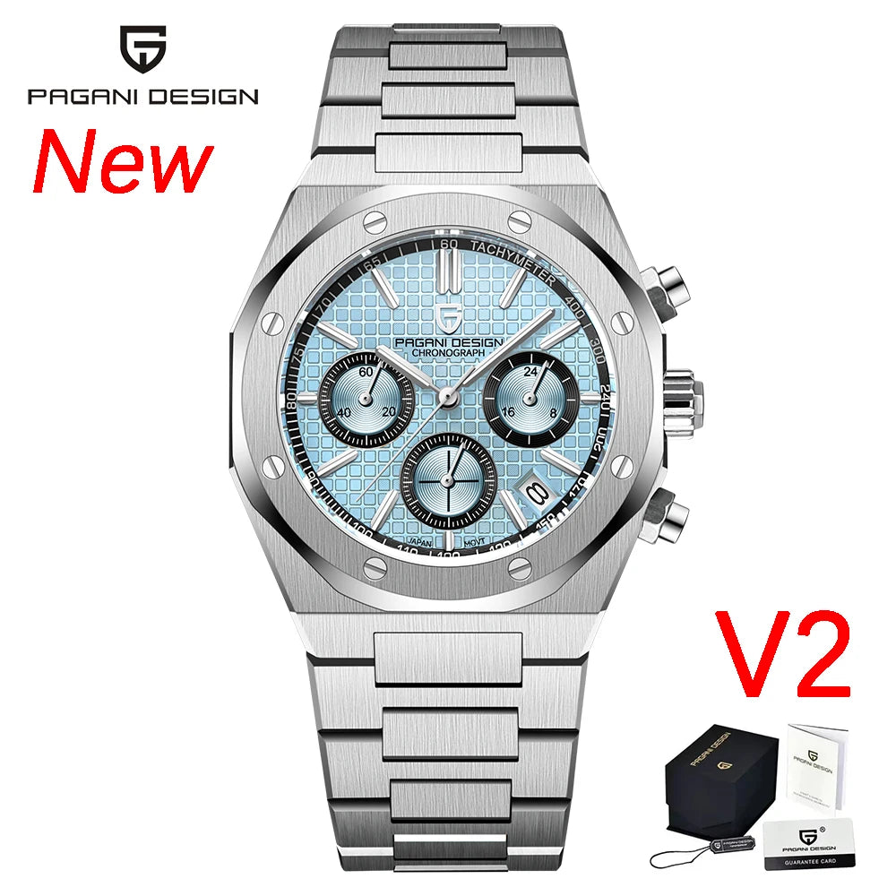 Pagani Design VK63 Chronograph Watch – Sapphire Crystal Stainless Steel Sports Timepiece