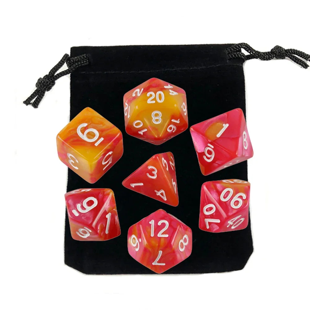 7pcs Polyhedral RPG Game Dice with Bag