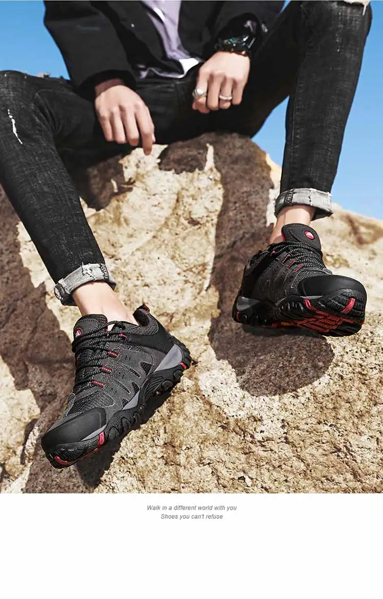 HIKEUP Men’s Wear-Resistant Suede Hiking Shoes for Trekking, Walking & Everyday Use