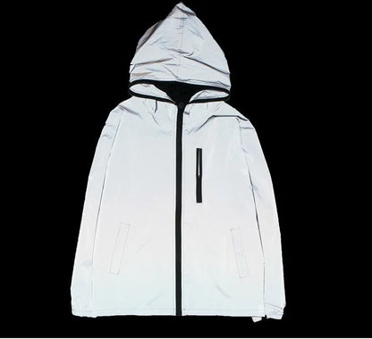 KK LUFAINA Full Reflective Hooded Jacket for Night Visibility & Streetwear Style