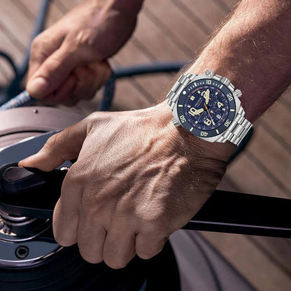 LIGE FeelNever FN1801 Men’s Luxury-Style Chronograph Dive Watch – Stainless Steel Sapphire Glass Edition