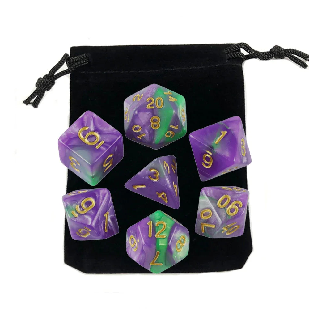 7pcs Polyhedral RPG Game Dice with Bag