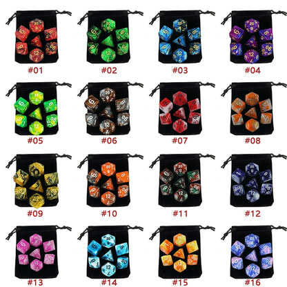 7pcs Polyhedral RPG Game Dice with Bag