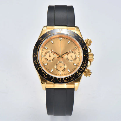 OUMASHI Men’s VK63 Chronograph Watch – Sapphire Crystal Sports Watch with Rubber Strap