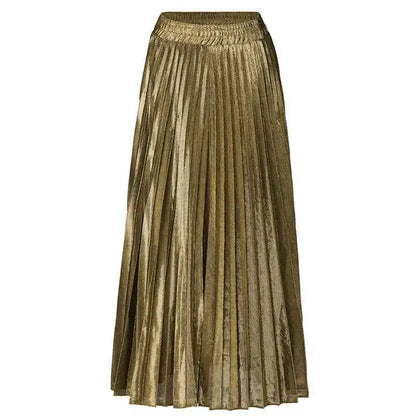 LANMREM 2025 High Waist A-Line Pleated Skirt