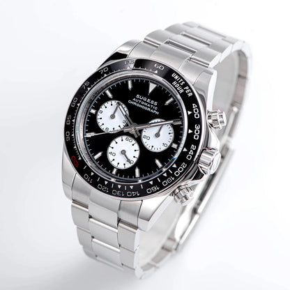 Sugess Panda Automatic Chronograph Watch – Mechanical Racing-Inspired Timepiece