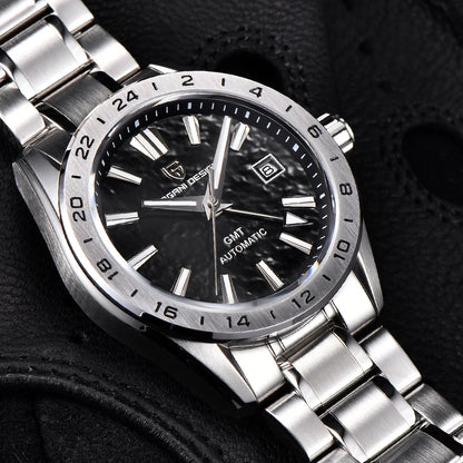 PAGANI DESIGN Automatic GMT Sports Watch – Bold Stainless Steel Luxury Timepiece
