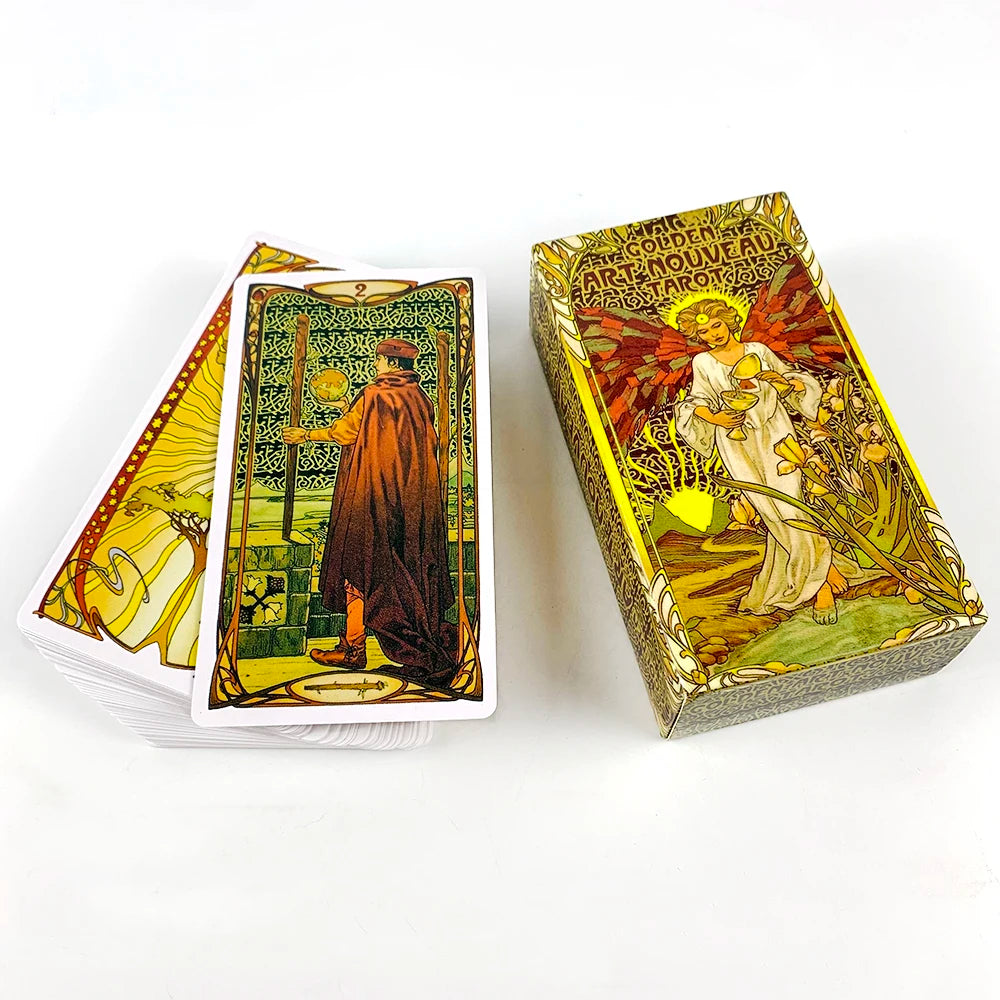 Golden Art Nouveau Tarot Deck – 78-Card Classic Occult Divination Set