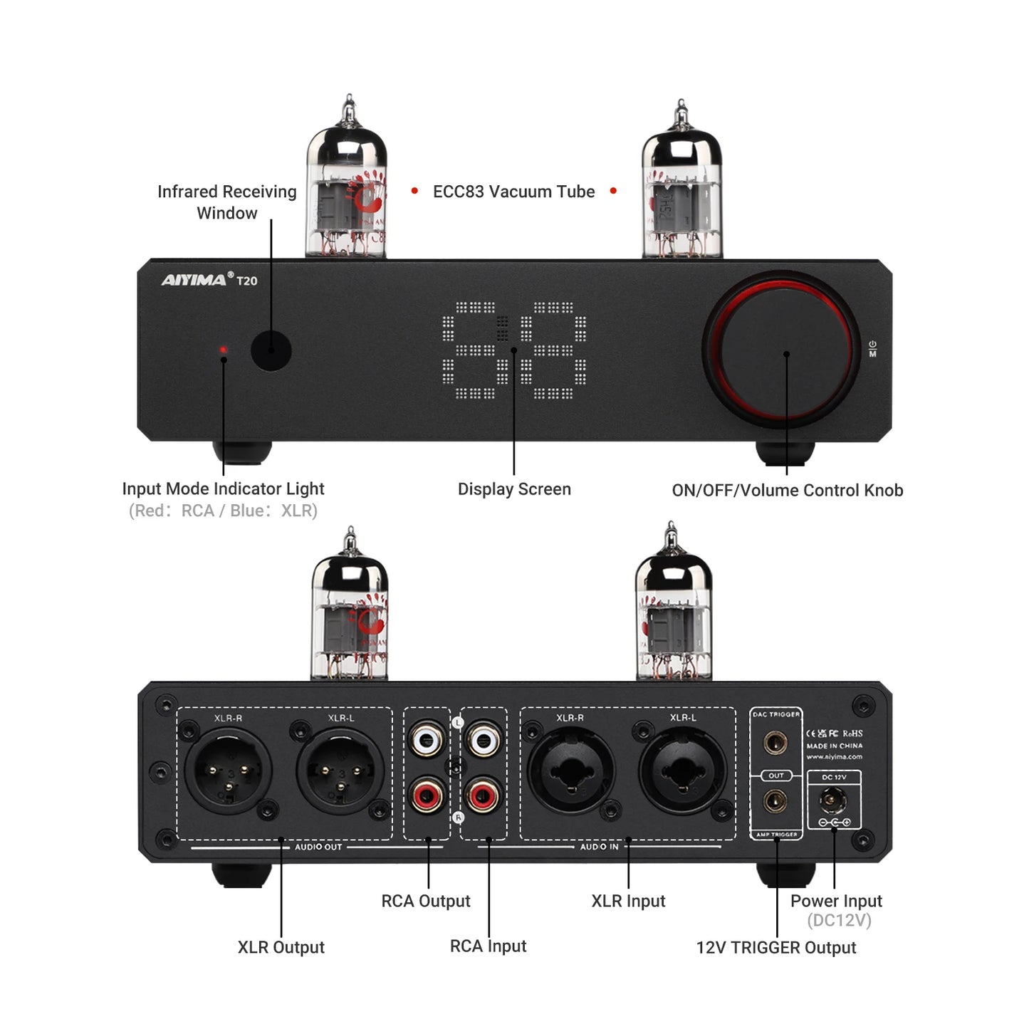 AIYIMA T20 Vacuum Tube Preamplifier  ECC83