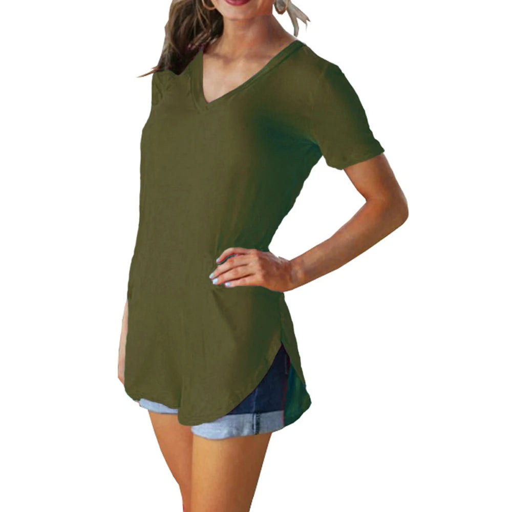 Women’s Loose V-Neck Blouse for Effortless Summer Style