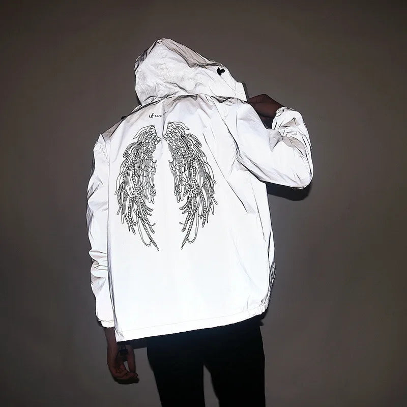 KK LUFAINA Full Reflective Hooded Jacket for Night Visibility & Streetwear Style