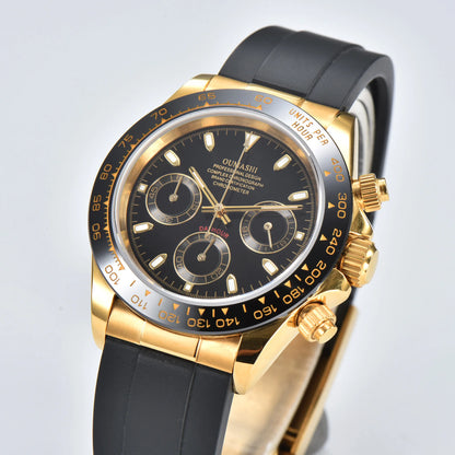 OUMASHI Men’s VK63 Chronograph Watch – Sapphire Crystal Sports Watch with Rubber Strap