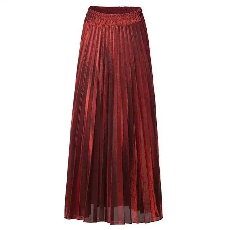 LANMREM 2025 High Waist A-Line Pleated Skirt