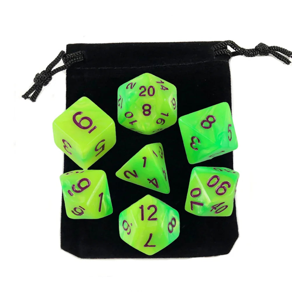 7pcs Polyhedral RPG Game Dice with Bag