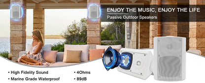 Herdio 4'' Passive Indoor/Outdoor Speakers With 200W