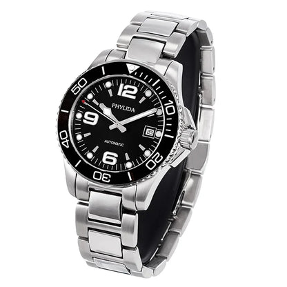 PHYLIDA Automatic Men’s Watch with Sapphire Crystal – 40mm Miyota Black Dial Edition