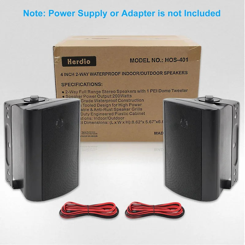 Herdio 4'' Passive Indoor/Outdoor Speakers With 200W