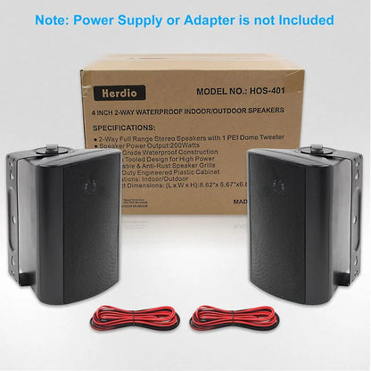 Herdio 4'' Passive Indoor/Outdoor Speakers With 200W