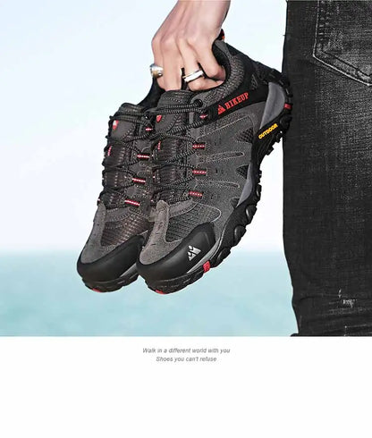 HIKEUP Men’s Wear-Resistant Suede Hiking Shoes for Trekking, Walking & Everyday Use