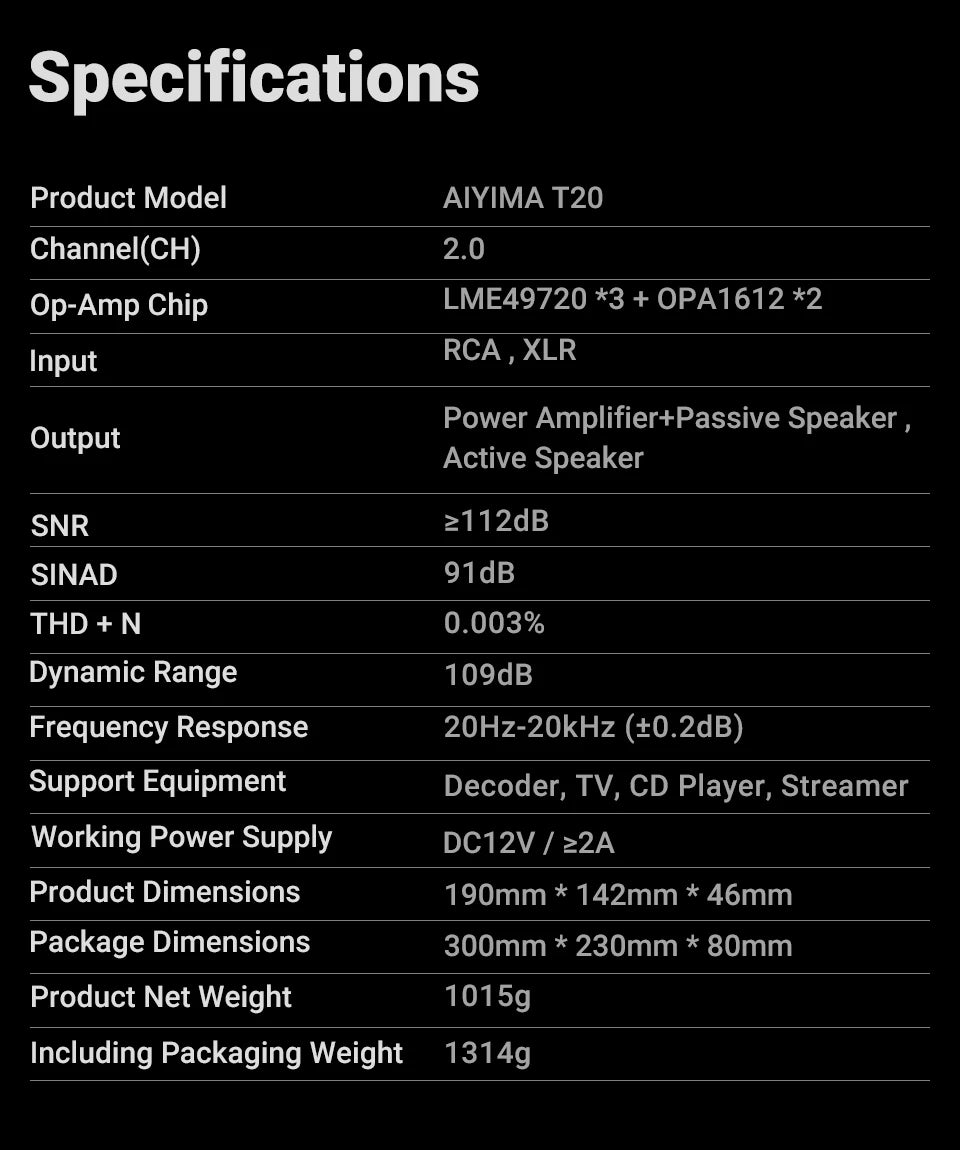 AIYIMA T20 Vacuum Tube Preamplifier  ECC83