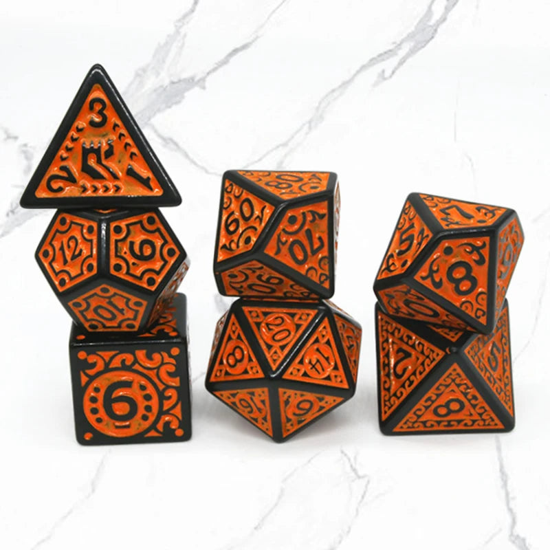 Polyhedral Rune Relief RPG Game 7Pcs Dice Set