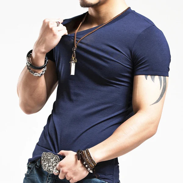 2026 MRMT Men’s V-Neck Fitness T-Shirt for Breathable Comfort and Fitted Style