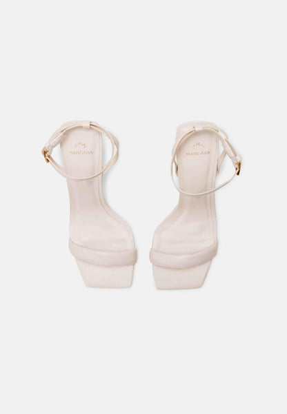 White Leather Ankle Strap High Heel Sandals (9cm) for Elegant & Versatile Styling